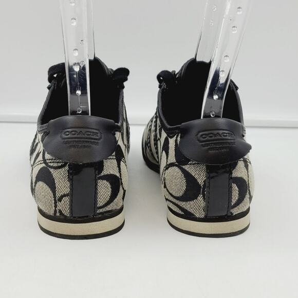 Coach Paxton 6.5M A1439 monogram logo black flats comfort Sneakers EUC - Picture 4 of 10